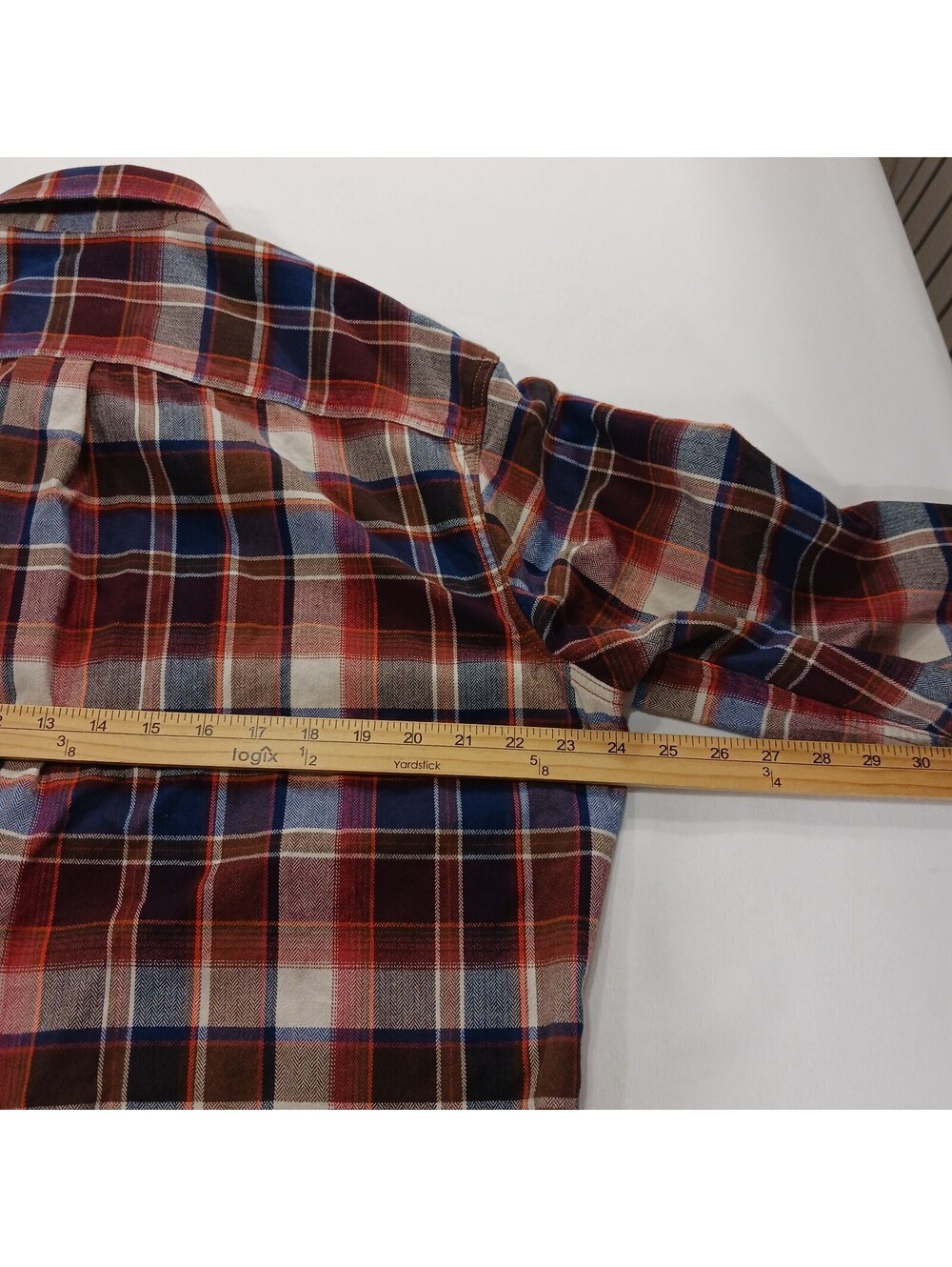 Eddie Bauer Classic Fit Men's Red/Blue Flannel Plaid Button-Up Shirt Size Large - Picture 6 of 16